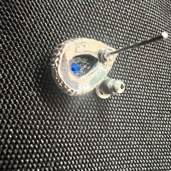 Danecraft Fine Silver Plate Sapphire Blue CZ Teardrop Earrings w/Box Vintage - Picture 14 of 14